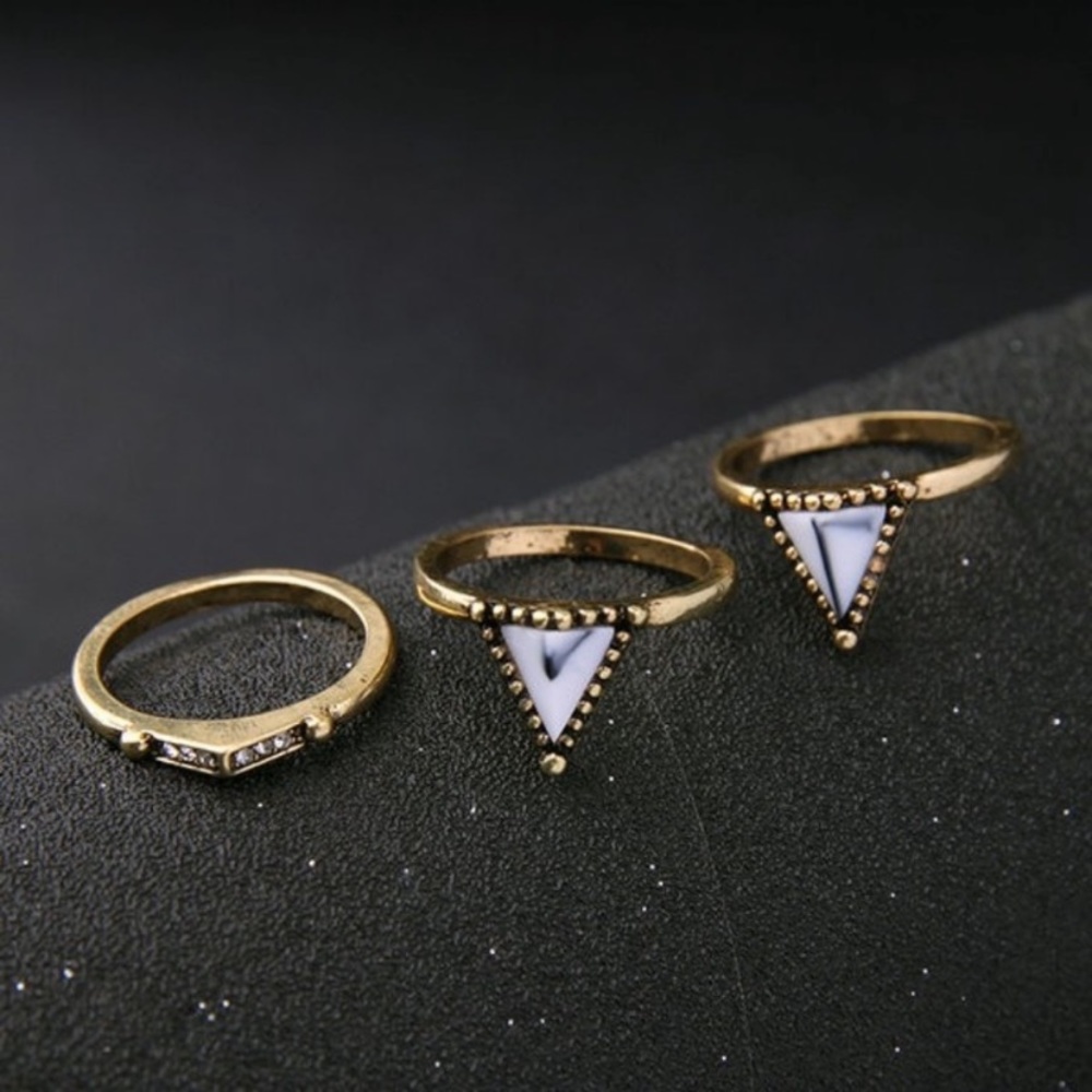 NWT Geometric Marble Brass Ring Trio – Size 6.5 - Picture 10 of 11